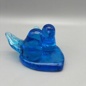 Leo Ward Signed Twin Bluebirds Of Happiness Glass Dated 1992